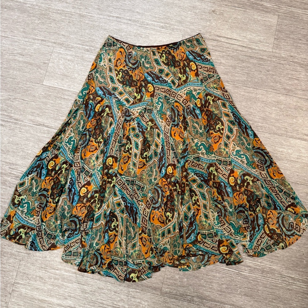Newsworthy Vintage Y2K Multicolored Fairy Boho Flowy Women's Midi Skirt